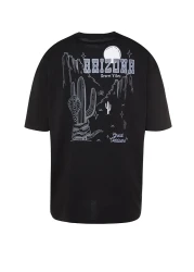  Collection تي شيرت أسود كبير الحجم/واسع القطع مطبوع عليه مدينة أريزونا الاستوائية 100% قطن TMNSS23TS00164