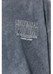  Collection Anthracite Color Oversize Printed Cotton T-Shirt - TMNSS24TS00043