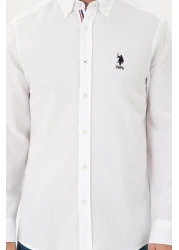 U.S. Polo Assn. قميص أبيض بأكمام طويلة للرجال 50296687 -VR013