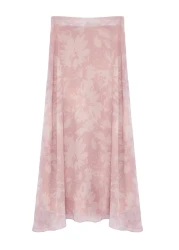  Collection Light Pink Chiffon Maxi Skirt - A-line Fit, Flared Lined, Woven - TWOSS24ET00224
