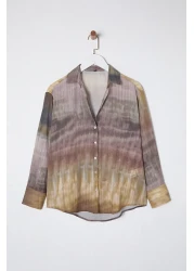  Collection Multicolor Color Transition Chiffon Fabric Regula Regular Fit Woven Shirt Twoss25Go00037