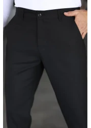 Bürke Men's Black Color Italian Cut Slim Fit Quality Fabric Trousers