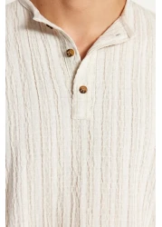  Collection Ecru Relaxed Fit Linen Content Shirt TMNSS23GO00121