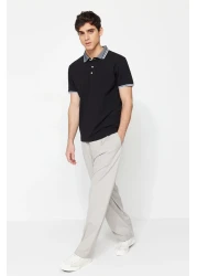  Collection تيشيرت أسود بقصة ضيقة بياقة بولو - 100% قطن TMNSS22PO00014