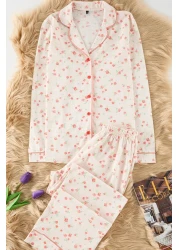  Collection 100% Cotton Ecru Floral Print Pajamas Set - Thmaw25Pt00202