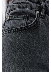  Collection بنطلون جينز بخصر عالي وبتصميم أرجل واسعة باللون الفحمي TWOSS23JE00068