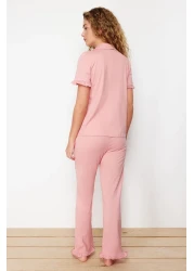  Collection Dried Rose RuFFle Cotton Pajamas Set - THMSS24PT00223