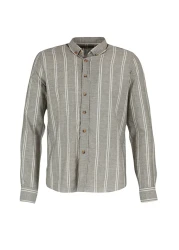  Collection قميص كاكي رفيع مخطط بقصة ضيقة - ياقة بأزرار TMNSS20GO0092