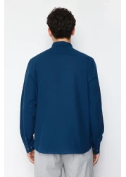  Collection Indigo Slim Fit Epaulettes Shirt - Long Sleeve, 100% Cotton, Tmnss20Go0189