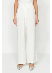  Collection إكرو ارتفاع الخصر واسعة الساق واسعة الساق السراويل المنسوجة TWOAW24PL00332