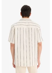 Defacto Regular Fit Apache Collar Summer Striped Short Sleeve Shirt E4944Ax25Sp