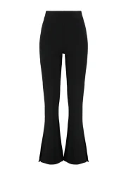  Collection Black Side Slits Flare/Spanish Leg High Waist Knitted Trousers TWOSS23PL00134