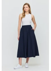 Rays 3950 تنورة مولانا بتفاصيل جيب باللون الأزرق الداكن