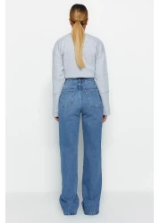  Collection Blue High Waist Wide Leg Wide Leg Jeans Twoaw24Je00074