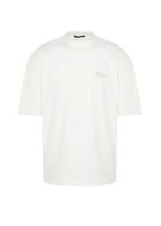  Collection Oversize Ecru Cotton T-Shirt - Minimal Text Printed TMNSS23TS00084