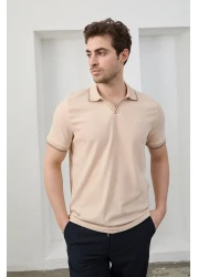 RAVANELLI Men's Non-Shrink Cotton Fabric Slim Fit Slim Fit Polo Neck T-Shirt