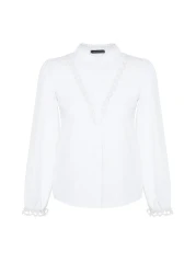  Collection Cotton White Lace Shirt - Regular Fit TWOAW21GO0077