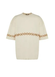  Collection تي شيرت قطني مطرز بأكمام قصيرة مقاس كبير - TMNSS21TS1889