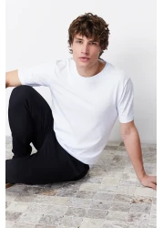  Collection White Slim/Narrow Cut Short Sleeve 100% Cotton Crew Neck T-Shirt Tmnss19Bo0001