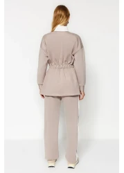  Modest طقم سفلي علوي من قماش المنك المضلع - TCTAW24US00071