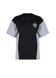  Collection تي شيرت محبوك مطبوع ومطبوع بقصة واسعة وكبير الحجم أسود TWOSS24TS00005