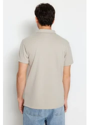  Collection Premium Stone Regular/Normal Cut Pique Zip-Up Polo Neck T-Shirt Tmnss23Po00019