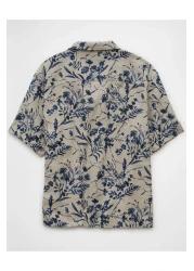 American Eagle Ae Poolside Striped Button-up Shirt