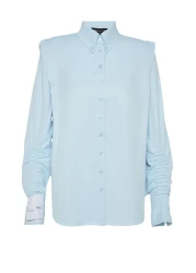  Collection Sagaza Studio Light Blue Poplin Shirt - Drawstring Detail, Woven TPRAW22GO1191