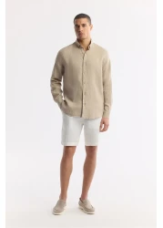 Avva Men's Mink 100% Linen Buttoned Collar Shirt B 002191