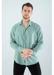 YXC Oversize Long Sleeve Easy-Ironing Sweat-Absorbing Breathable 4 Season Relaxed Fit Men's Linen Shirt