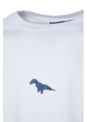 Collection Dinosaur Embroidered White Oversize Cotton T-Shirt - Tmnss23Ts00243