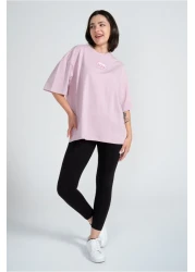 Kyron تي شيرت نسائي قطني مطبوع بأكمام منخفضة - خيارات ألوان مختلفة