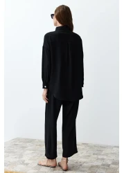  Collection Buttoned Black Shirt and Trousers Set - Twoss24Au00108