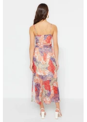  Collection Multicolor Belted Tassels Shawl Pattern A-line/Bell Form Maxi Lined Woven Dress TWOSS23EL01777