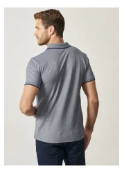 AC&Co / Altınyıldız Classics Navy Blue Slim Fit Polo Collar Men's T-Shirt - Non-Shrinkable Cotton Fabric