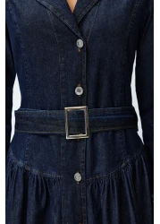  Collection فستان طويل من قماش الدنيم مع حزام - TWOSS24EL00776