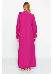  Modest فستان منسوج بتفاصيل ربطة عنق وردية TCTSS23EB00283