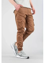 bombe Men's Brown Trousers Cargo Silim Fit
