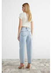  Collection Light Blue High Waist Barrel Baggy Jeans Twoss24Je00113