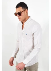 Manche قميص كتان رجالي مطرز بالأحجار - Mes116488-01