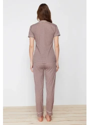  Collection Mink Printed Shirt-Pants Knitted Pajamas Set THMSS21PT0876