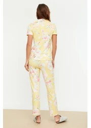  Collection Floral Patterned Yellow Cotton Sleepwear Set - Shirt and Pants THMSS20PT0063