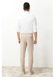  Collection بنطلون من القماش الكلاسيكي ذو الساق المزدوجة بطيات باللون البيج TMNSS24PL00022