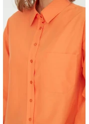  Collection قميص برتقالي بجيب واحد/قميص واسع من القطن المنسوج TWOAW20GO0115