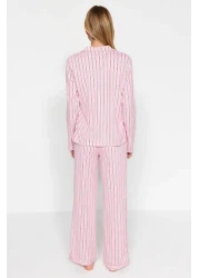  Collection 100% Cotton Pink Striped Shirt and Pants Sleepwear Set - THMAW24PT00144