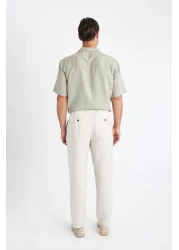 Defacto 100% Linen Relax Fit Comfortable Cut Straight Leg Summer Trousers C1117Ax24Sm