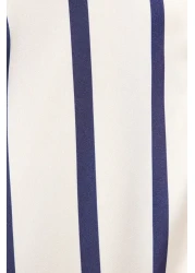  Collection Ecru Satin Oversize Shirt - Wide Fit, Striped TWOAW24GO00016