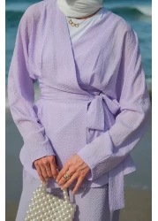 LOCCO Women's Seersucker Suit Lilac