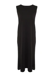  Modest فستان أسود بدون أكمام ببطانة طويلة TCTSS21UK0034