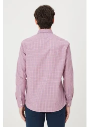 AC&Co / Altınyıldız Classics قميص رجالي برتقالي بقصة ضيقة وقصة ضيقة وياقة بأزرار من القطن